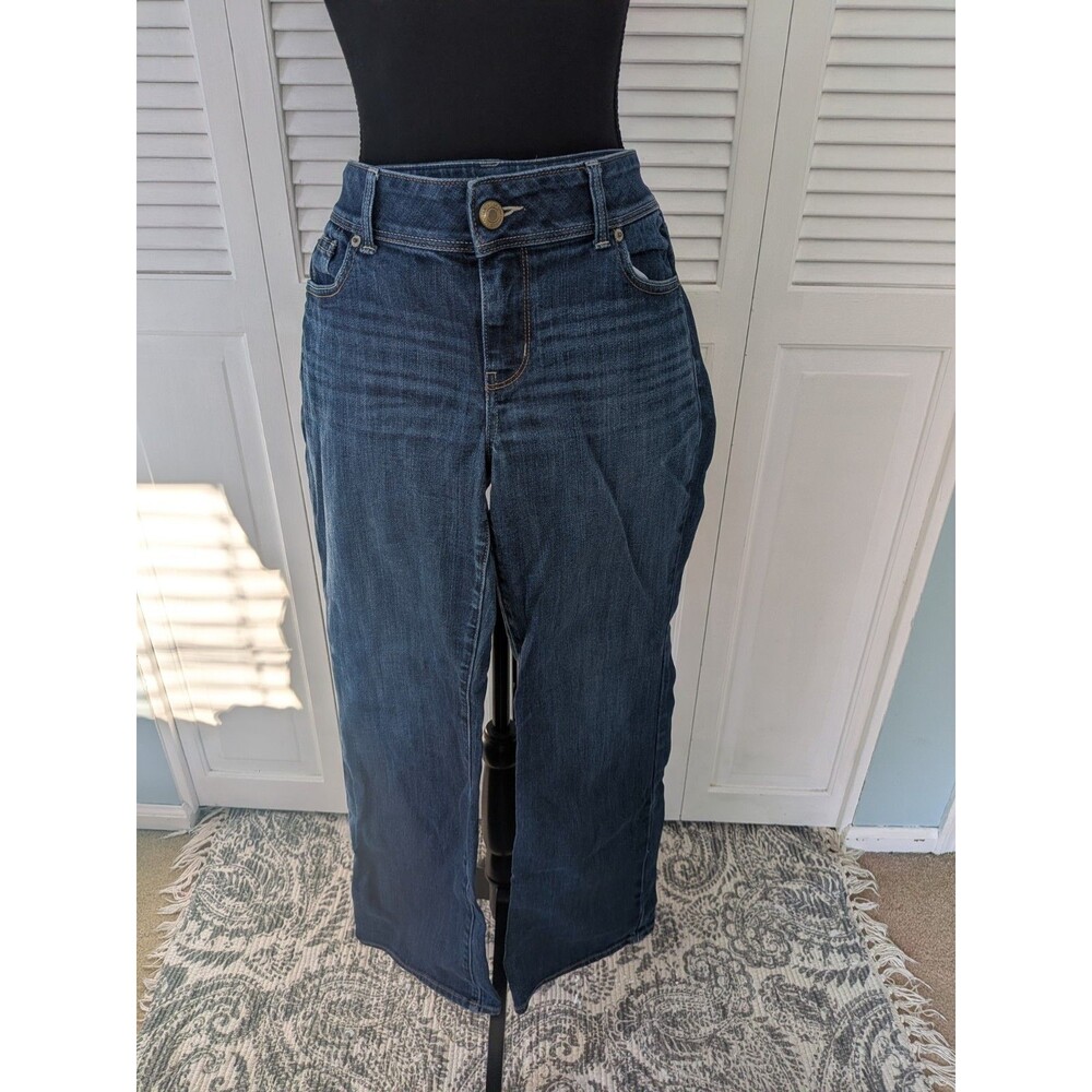 AMERICAN EAGLE Jeans Women's 14 Slim Boot Super Stretch Dark Blue Wash Whiskered